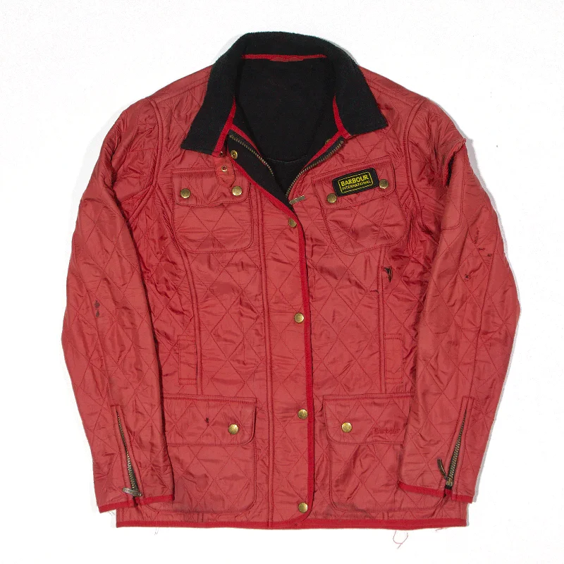 sporty jacketBARBOUR International Fleece Lined Quilted Jacket Red Womens UK 12