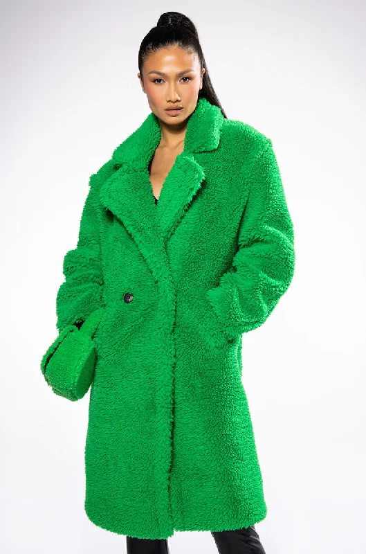 contemporary trench coatNAOMI LUXE WOOLISH TRENCH IN KELLY GREEN