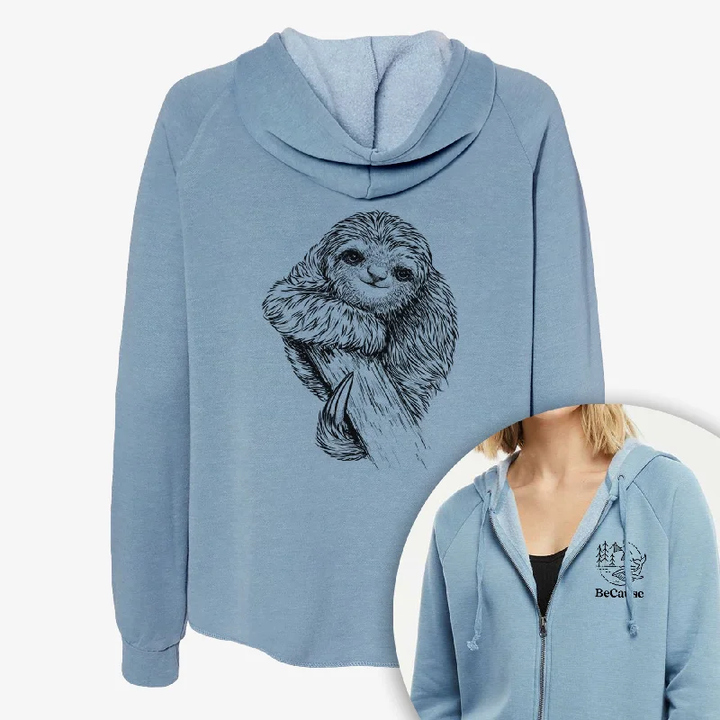 trendy gym wear hoodiePygmy Three-toed Sloth - Bradypus pygmaeus - Women's Cali Wave Zip-Up Sweatshirt