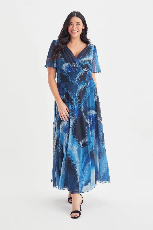 cocktail dressIsabelle Blue Moon Float Sleeve Maxi Dress