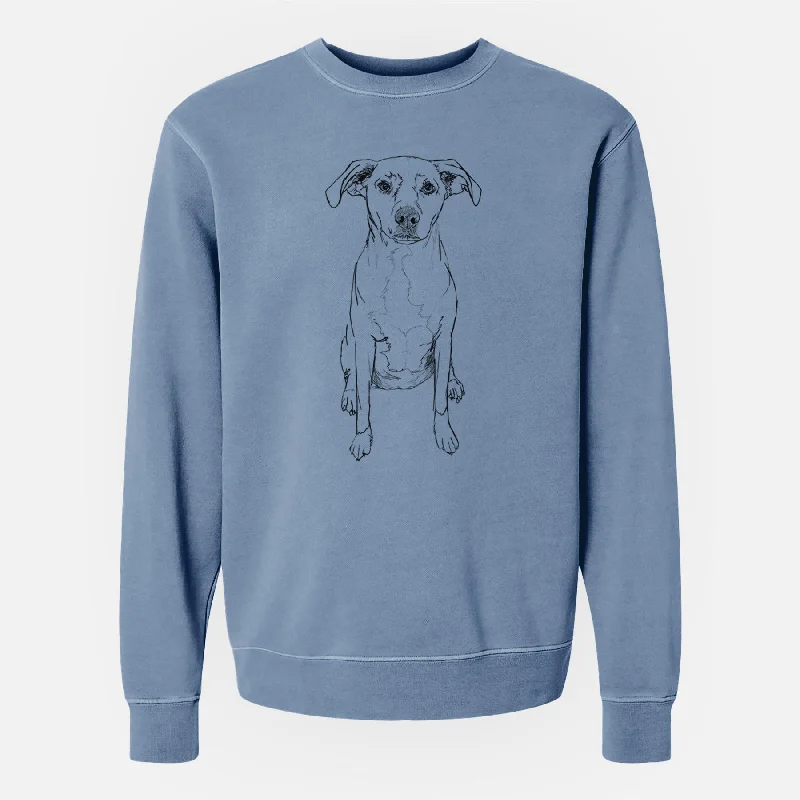 streetwear gym sweatshirtDoodled Rose Chiffon the Beagle Lab Mix - Unisex Pigment Dyed Crew Sweatshirt