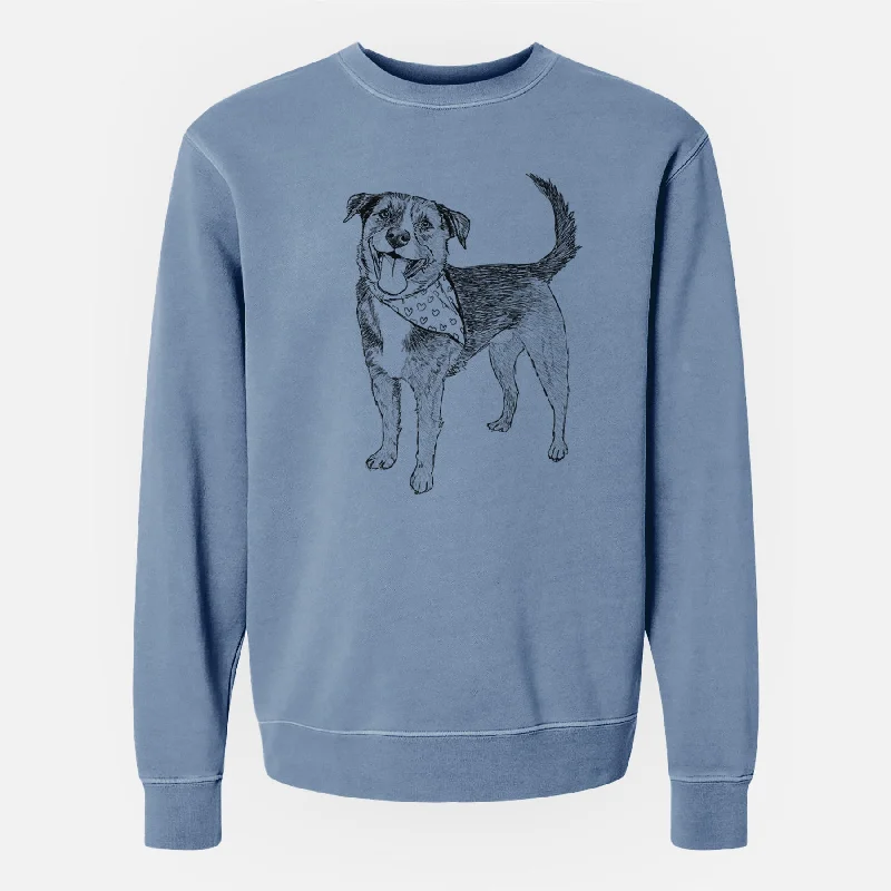 retro sports hoodieDoodled Roxy the Shepherd Mixed Breed - Unisex Pigment Dyed Crew Sweatshirt