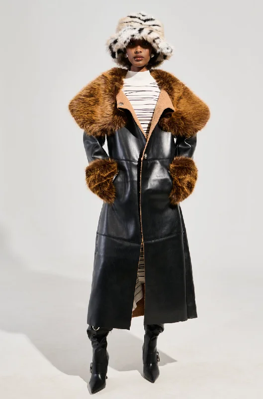 functional coatSIREN FUR TRIM TRENCH COAT