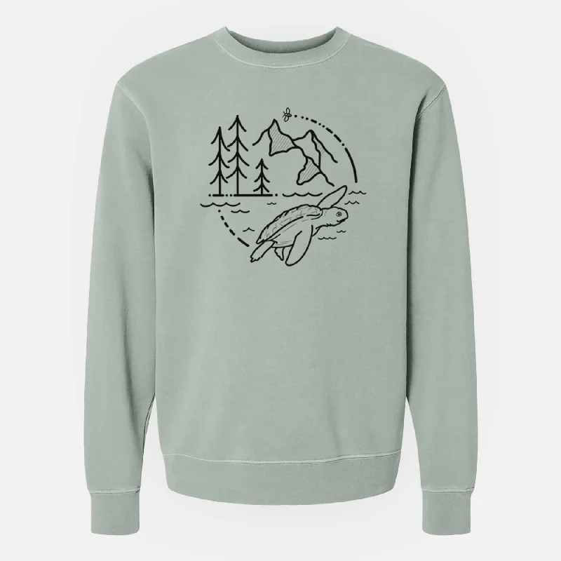 luxury fitness sweatshirtIt's All Connected - Kemps Ridley Turtle - Unisex Pigment Dyed Crew Sweatshirt