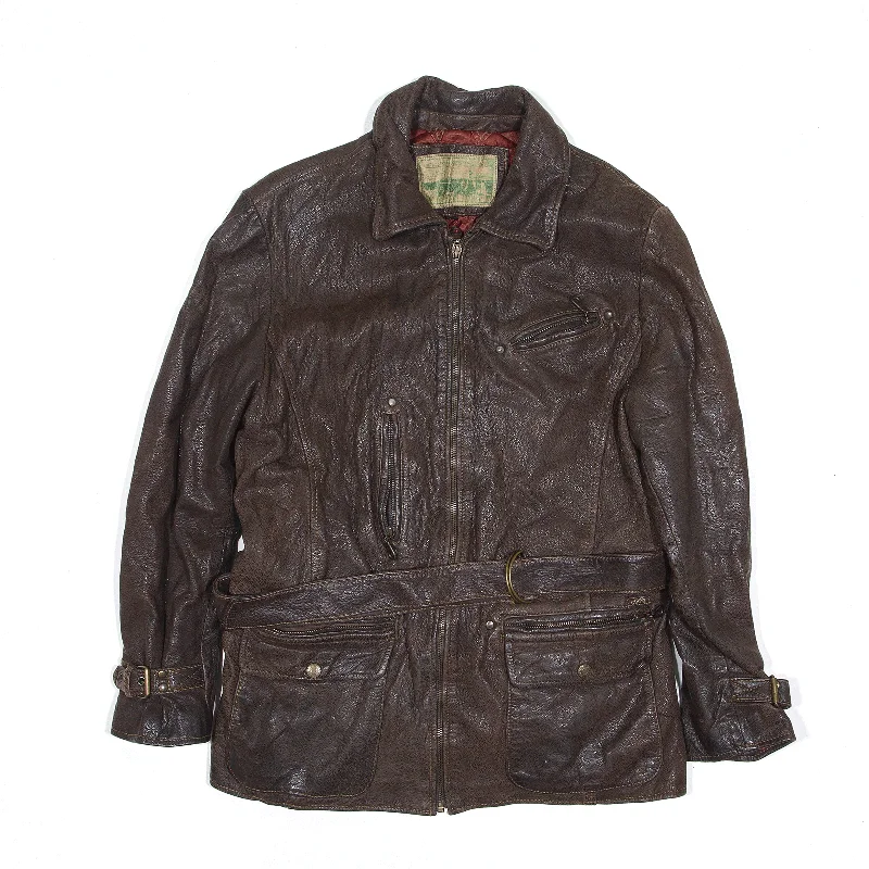 sleek jacketGUESS Jacket Brown Leather Womens L