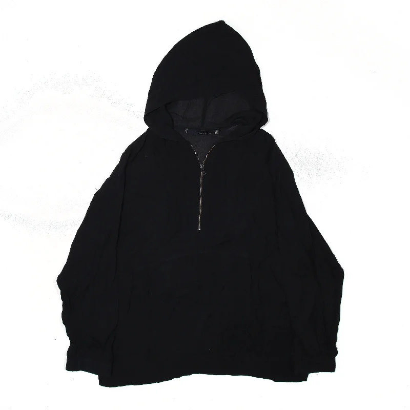 long-sleeve winter jacketZARA Studio 1/4 Zip Jacket Black Hooded Lightweight Pullover Womens XS