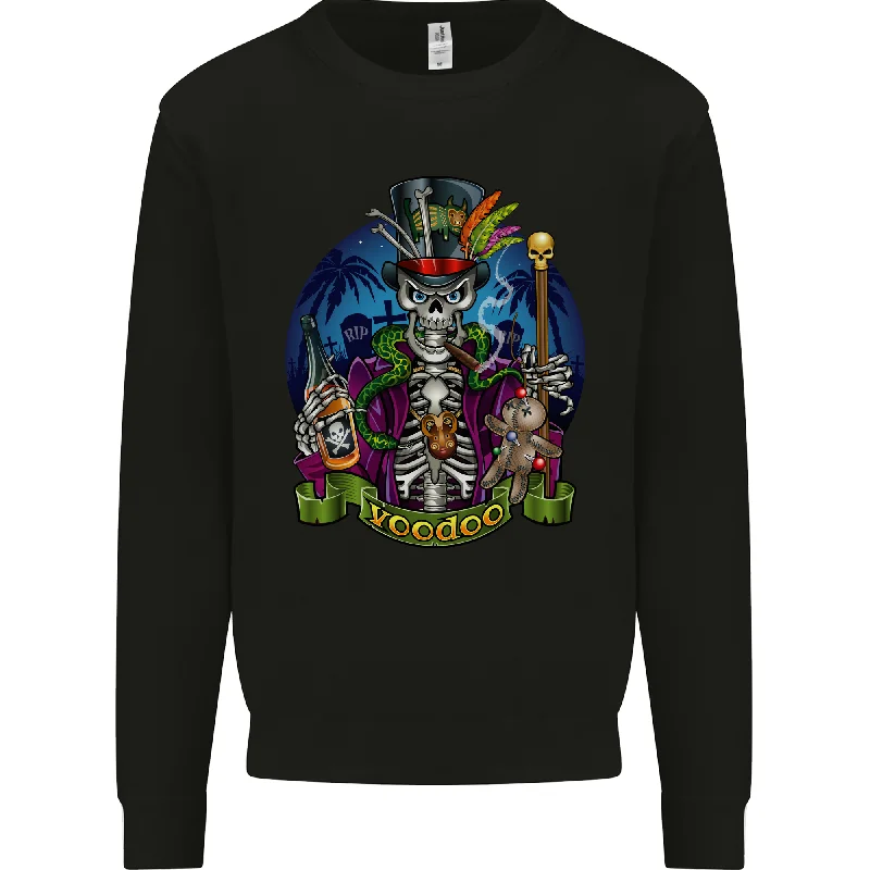 pullover workout hoodieA Voodoo Skeleton Alcohol Doll Graveyard Mens Sweatshirt Jumper