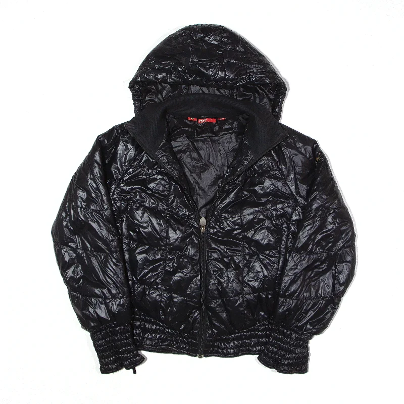 elegant coatPUMA Insulated Ferrari Jacket Black Hooded Nylon Puffer Womens S