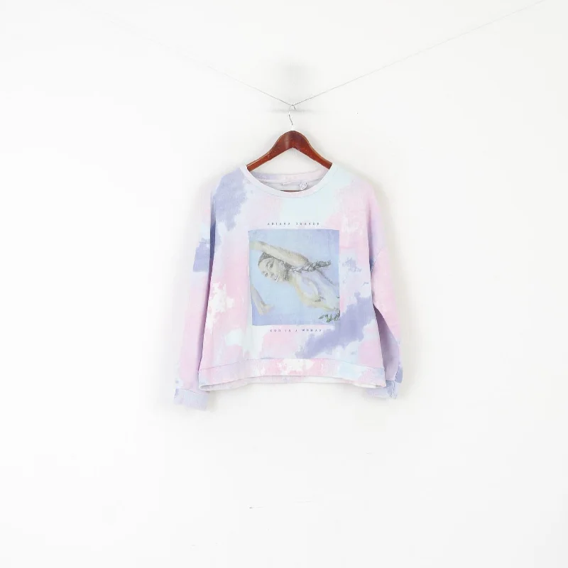 Ariana Grande Women M 12/14 Sweatshirt Pink Faded Oversize Cropped Graphic Top