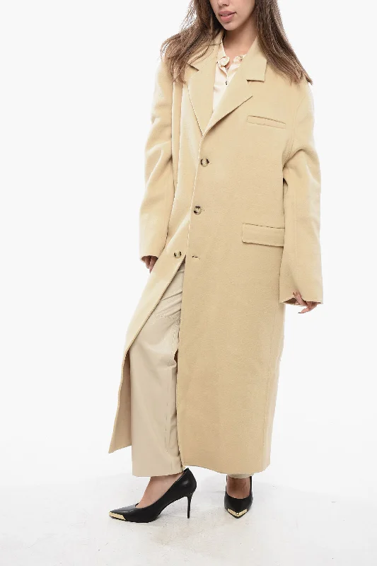 Nanushka Oversized Wool And Silk Veda Coat With Flap Pockets