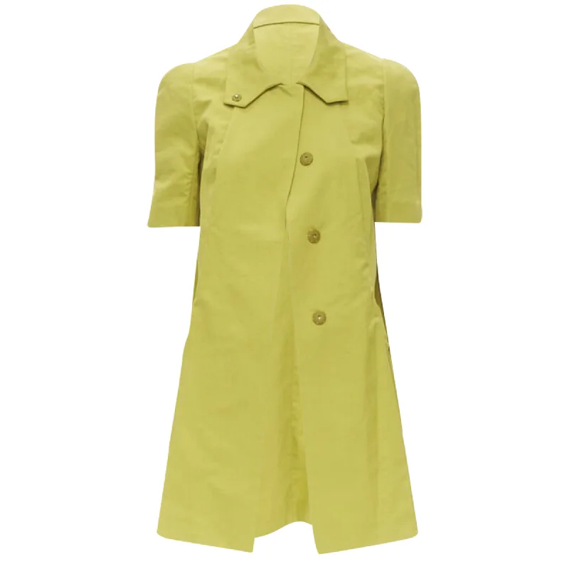 Marni silk lime pleat seam short sleeve coat