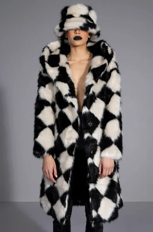 fashionable outerwearIF YOU SMILE LONG FAUX FUR COAT