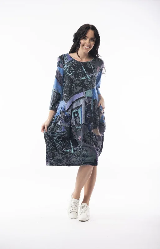 long-sleeve floral dressOrientique Stretch Cotton Bubble Dress