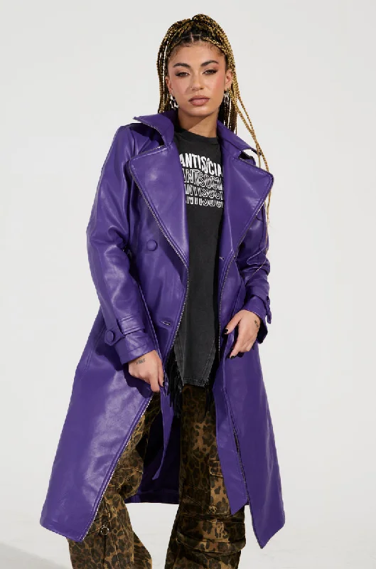 cold weather coatSANDO ZIPPER TRIM TRENCH IN PURPLE