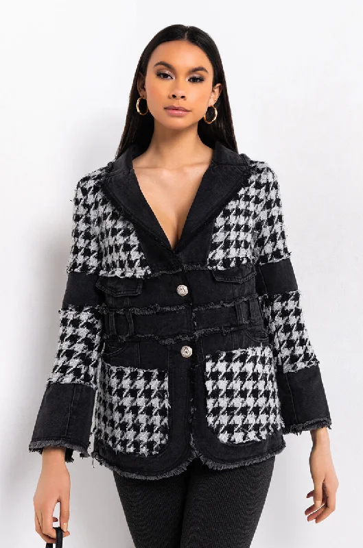 stylish peacoatJUST GIMME THE LIGHT HOUNDSTOOTH PUFFER COAT