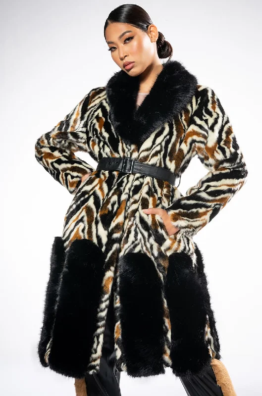 sleek and warm coatLUXE ZEBRA FUR