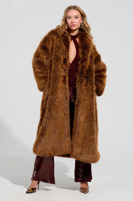 casual coatDAYANNE FAUX FUR TRENCH IN BROWN