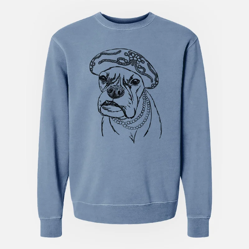 oversized sports sweatshirtDoodled Violet the Boxer - Unisex Pigment Dyed Crew Sweatshirt