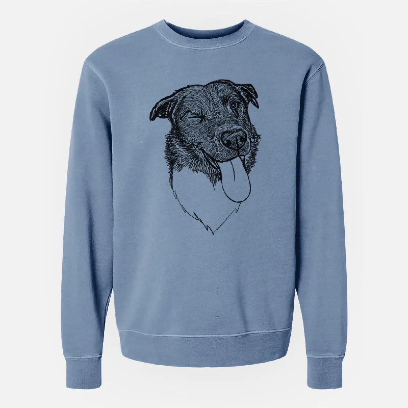 relaxed fit sports hoodieDoodled Cy the Boder Collie - Unisex Pigment Dyed Crew Sweatshirt