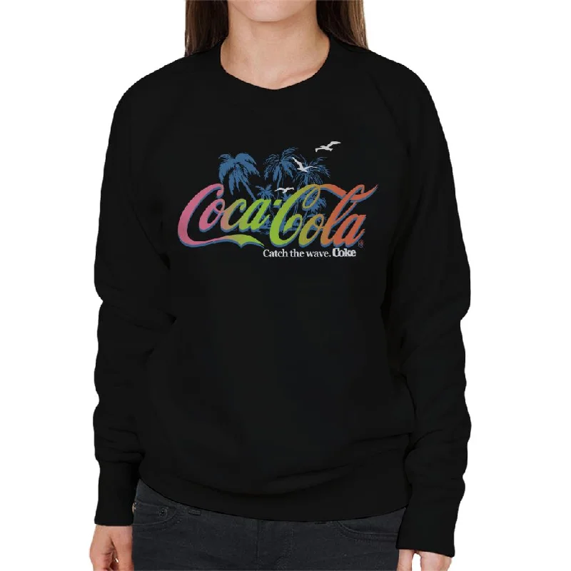 warm athletic hoodieCoca Cola Palm Tree Logo Catch The Wave Women's Sweatshirt