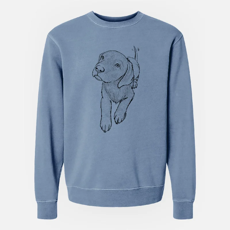 performance hoodie for gymDoodled Indiana the Chocolate Lab - Unisex Pigment Dyed Crew Sweatshirt