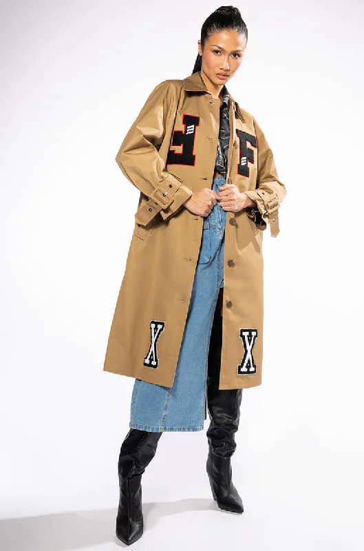 trendy casual outerwearBEST IN CLASS PATCHWORK TRENCH COAT