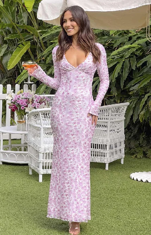 slim fit coatZach Pink Long Sleeve Maxi Dress