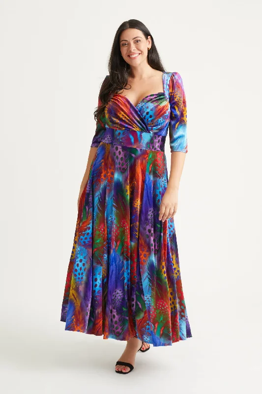 casual midi dressElizabeth Peacock Multi Velvet Maxi Gown