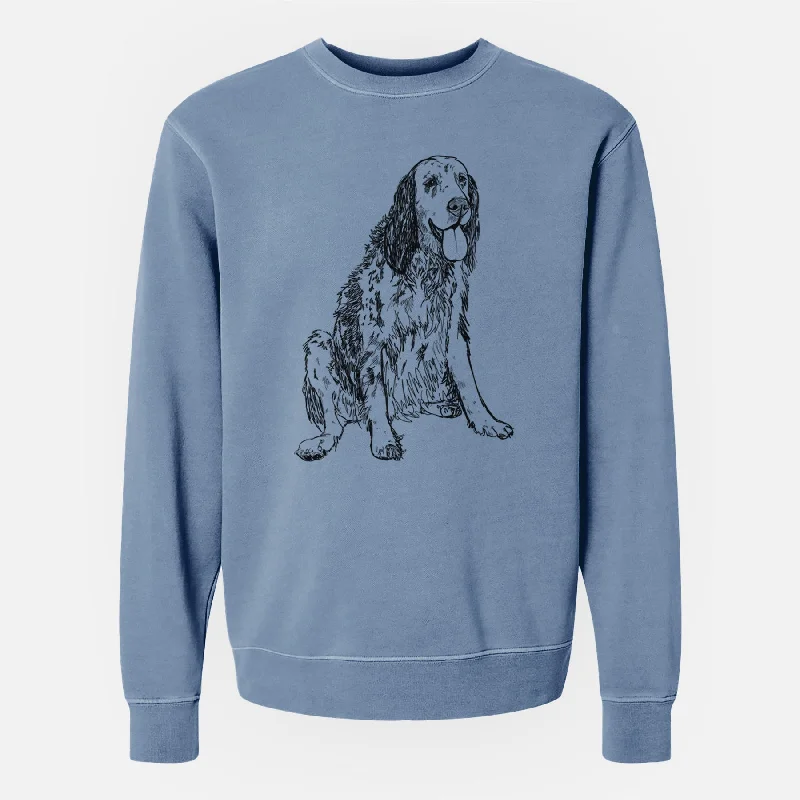 fitness hoodie for trainingDoodled Otis the English Setter - Unisex Pigment Dyed Crew Sweatshirt