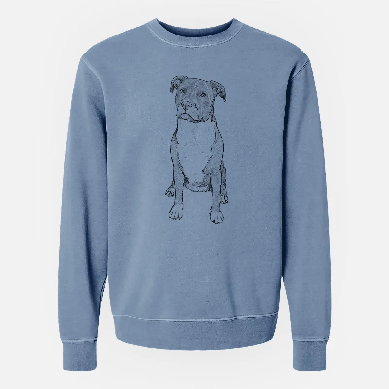 sporty casual hoodieDoodled Sealy the Pitbull - Unisex Pigment Dyed Crew Sweatshirt