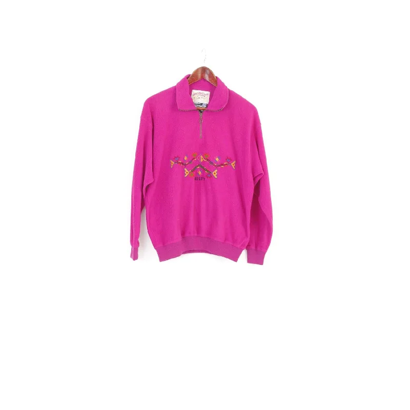 Silvy Woman S Fleece Top Pink Vintage Aztec Winter Clothing Zip Neck Sweatshirt