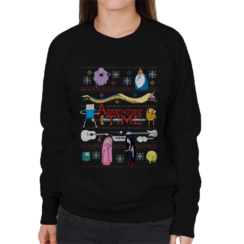 sleek workout sweatshirtAdventure Time Christmas Characters Montage Women's Sweatshirt