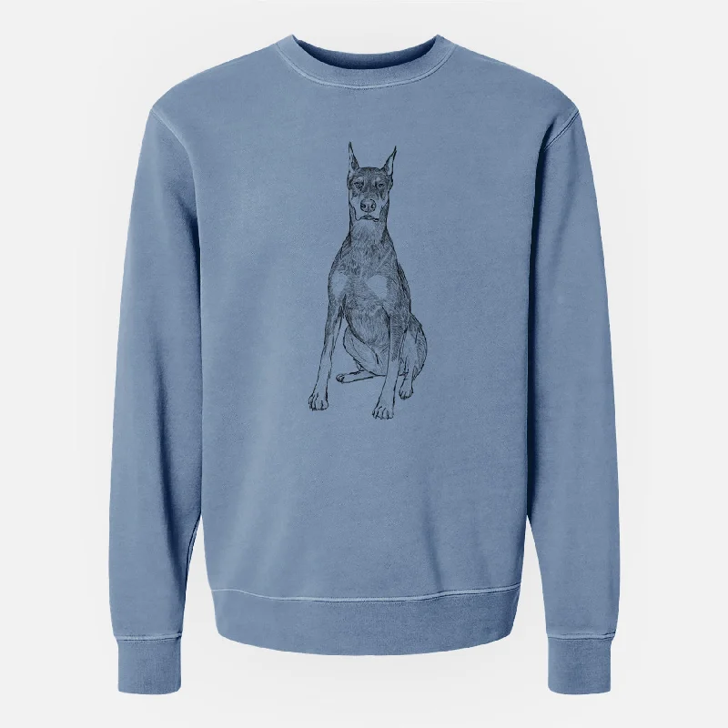 stylish training hoodieDoodled Drake the Doberman Pinscher - Unisex Pigment Dyed Crew Sweatshirt