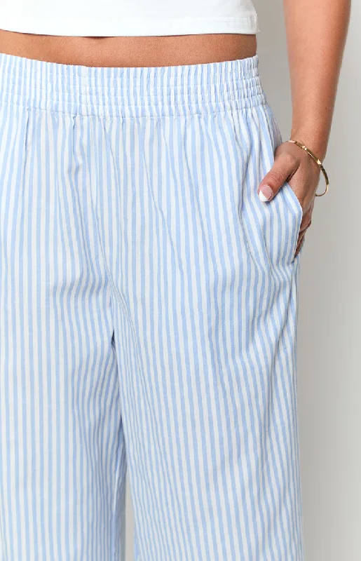 fitted trench coatMahalia Light Blue Stripe Pants