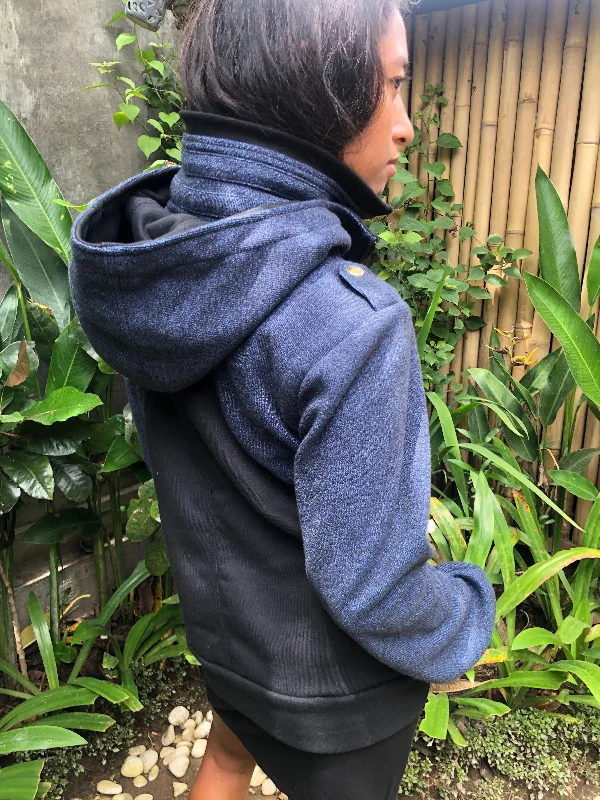 Busy Bee Hoodie 2 tone - Heather Blue/Black