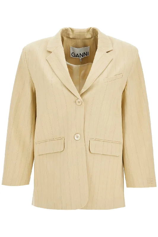 Ganni Women's Striped Boxy Blazer