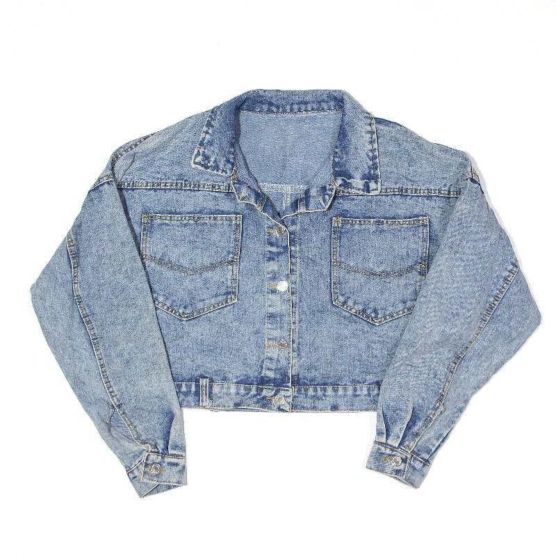 classic bomber jacketCropped Acid Wash Jacket Blue Denim Womens M