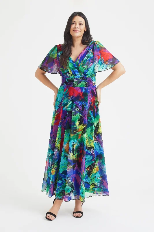 formal dressIsabelle Multi Brush Float Sleeve Maxi Dress