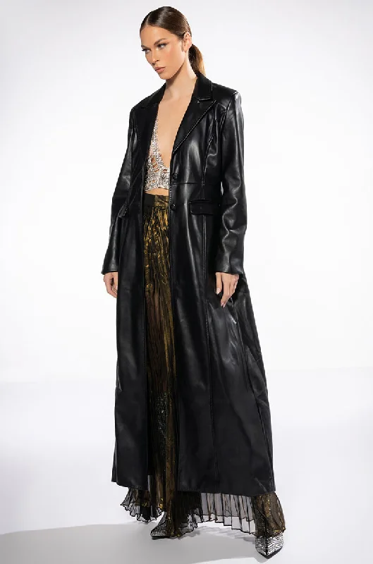 warm jacketKIM LONG PU TRENCH WITH CHEETAH LINING