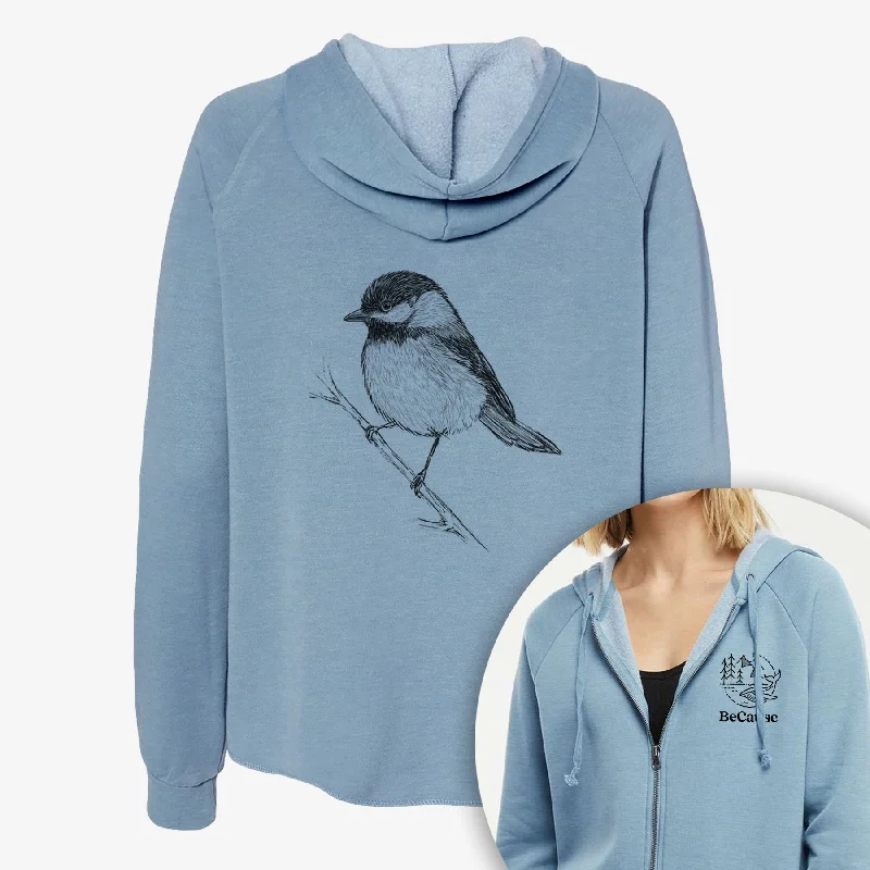 performance workout sweatshirtBlack-capped Chickadee - Poecile atricapillus - Women's Cali Wave Zip-Up Sweatshirt