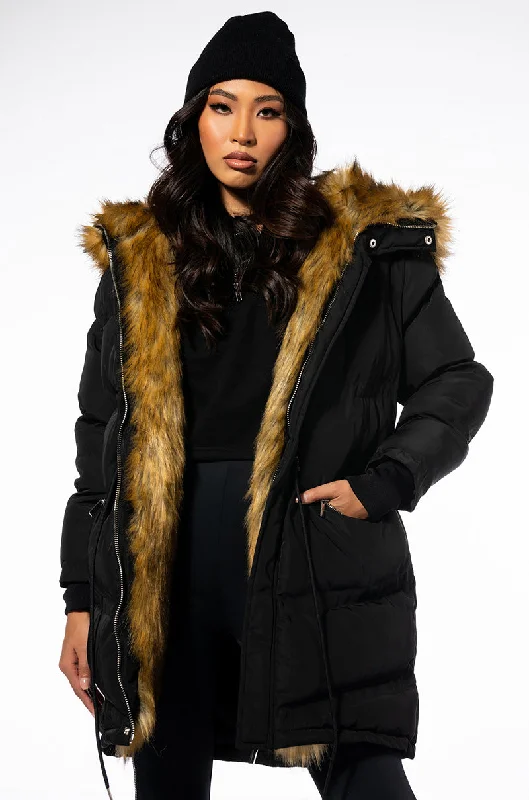 relaxed fit coatTHE ULTIMATE LONG WINTER PUFFER WITH FAUX FUR