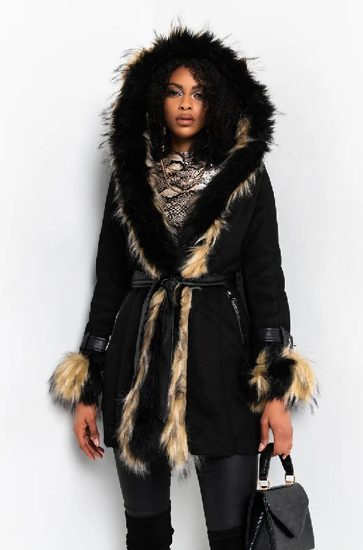 oversized puffer coatCATALINA MIX FAUX FUR LONG DRESSY COAT