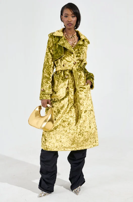 long coatMAIN CHARACTER CRUSHED VELVET TRENCH