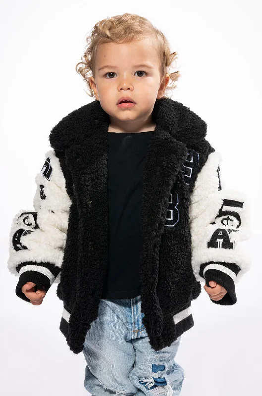 comfortable coatSOLO BEAR TEDDY VARSITY JACKET IN KIDS