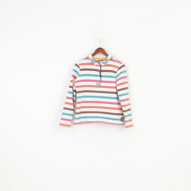 Joules Woman M Longsleeve Striped White Bottoms Collar Cotton Top