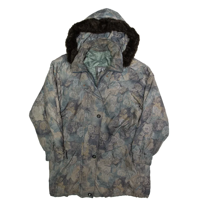 casual coatFUCHS & SCHMITT Jacket Green Hooded Floral Parka Womens M