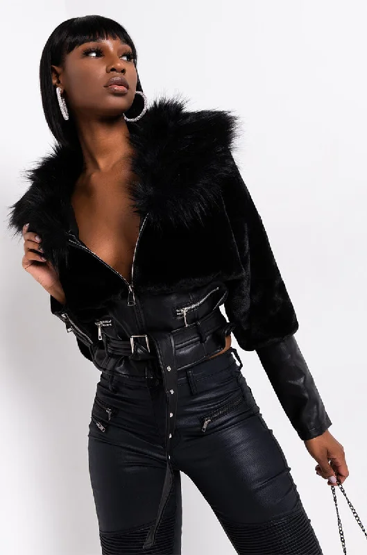 high-quality coatLECLA DUAL FUR MOTO JACKET