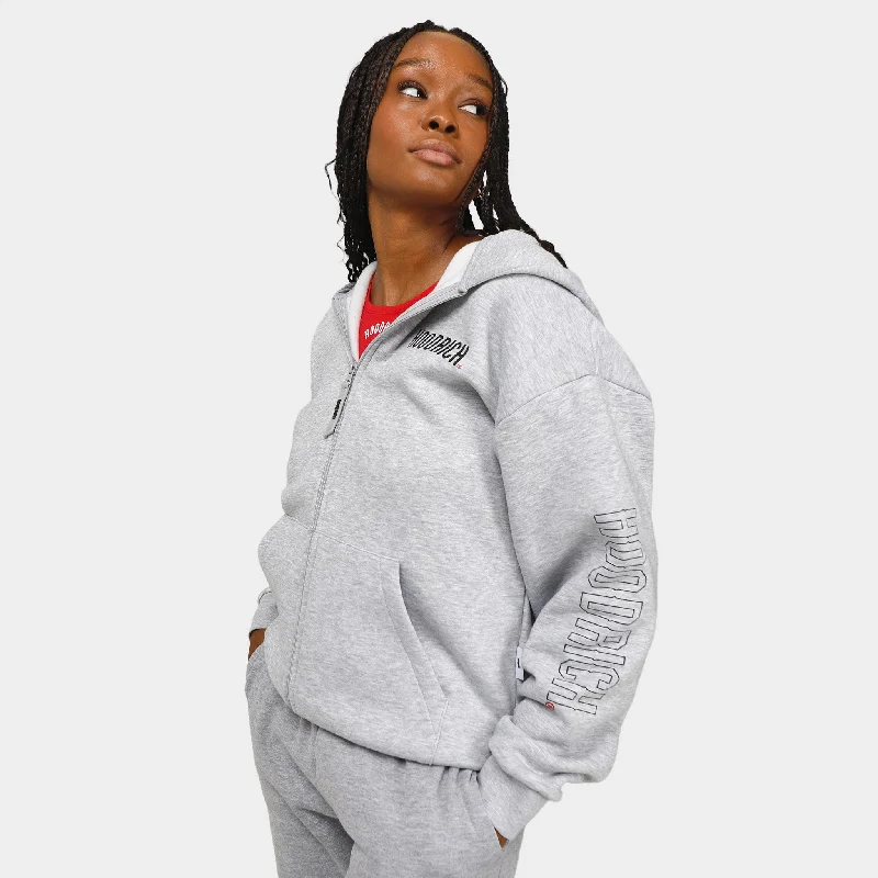 Hoodrich Women's OG Azure Full Zip Hoodie Heather Grey / Black - Mars Red