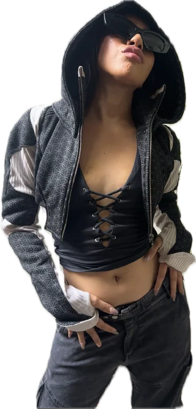 Freq G Hooded Crop Jacket with Flower of Life