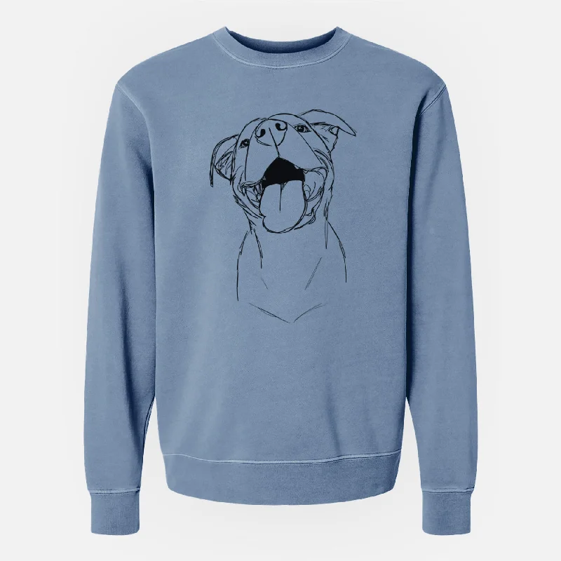 comfy workout sweatshirtDoodled Charlie the American Staffordshire Catahoula Mix - Unisex Pigment Dyed Crew Sweatshirt